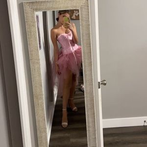 Pink tulle skirt short in the front long in the back